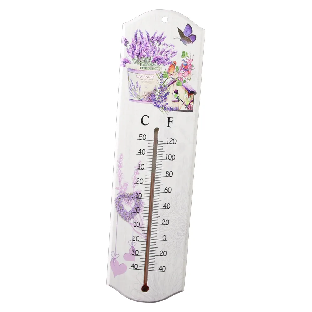 Termometru din lemn cu design Lavanda 7 x 26.5 cm