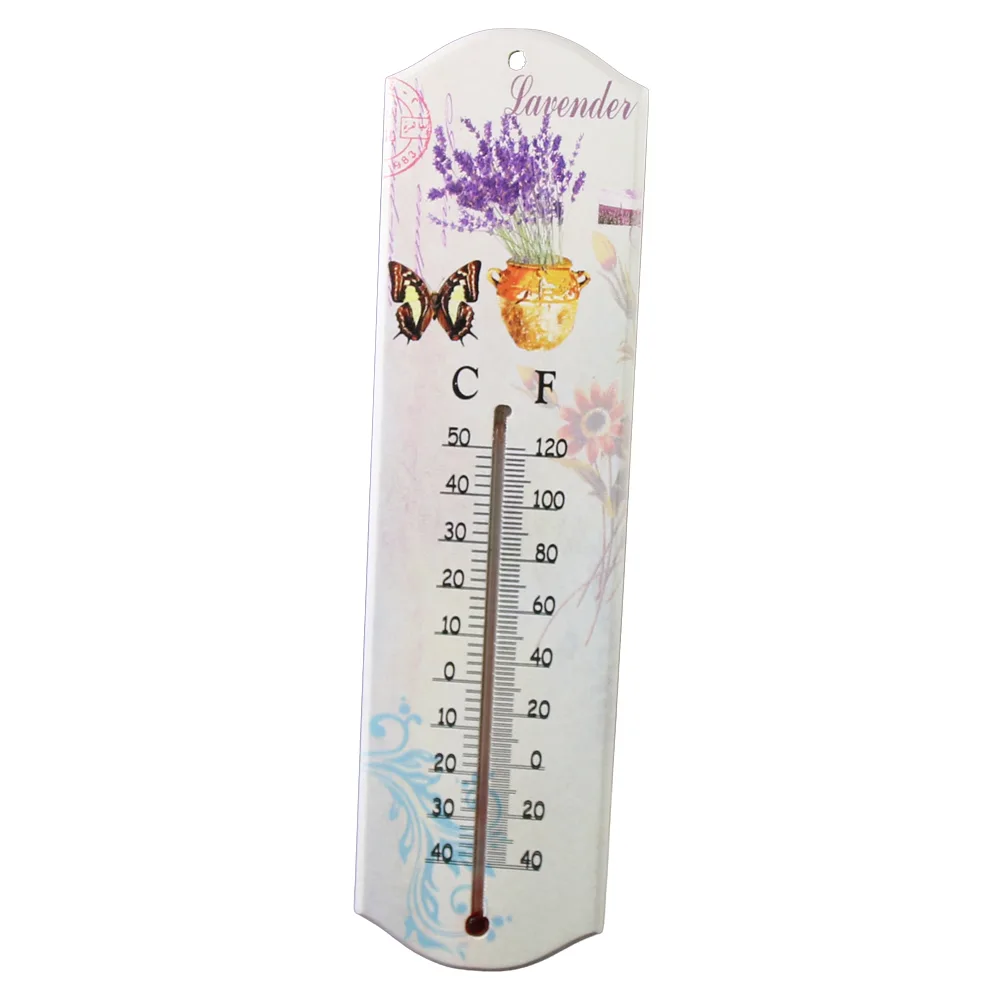 Termometru din lemn cu design Lavanda 7 x 26.5 cm