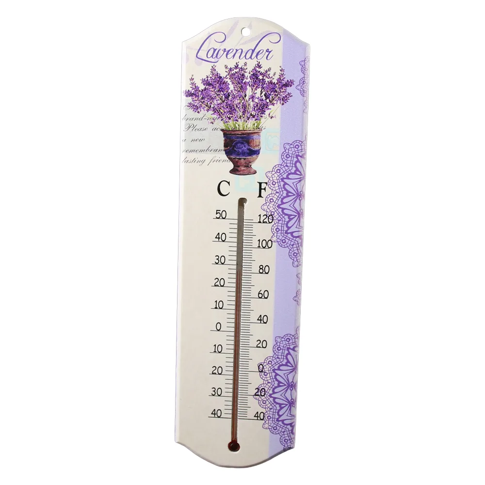 Termometru din lemn cu design Lavanda 7 x 26.5 cm