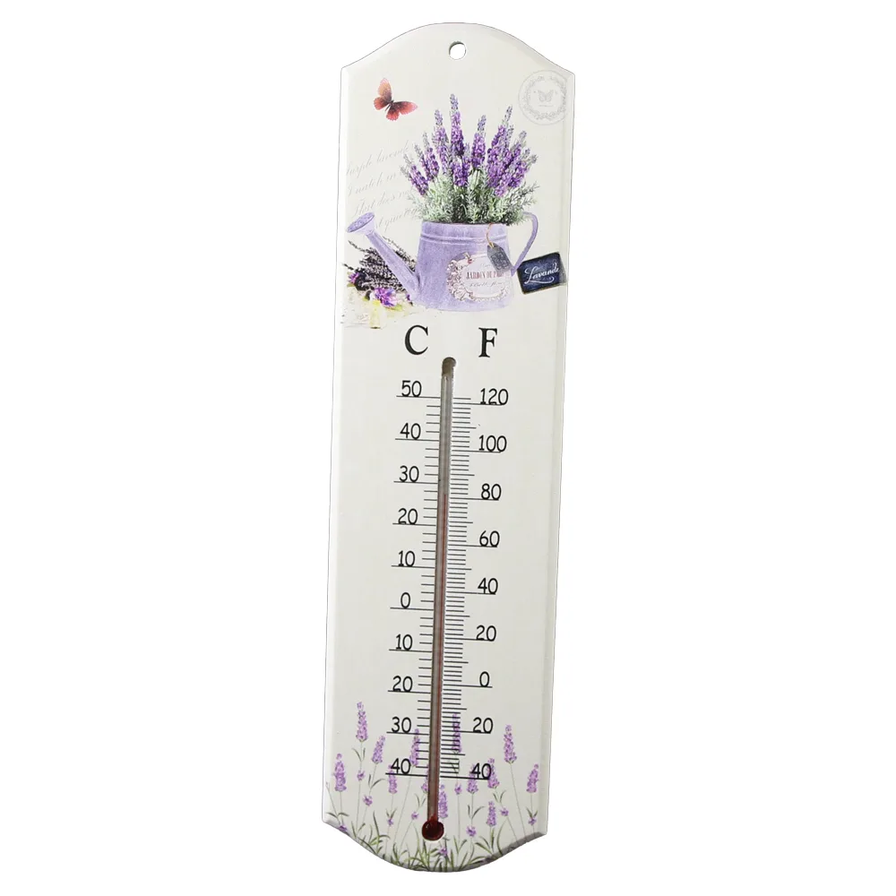Termometru din lemn cu design Lavanda 7 x 26.5 cm