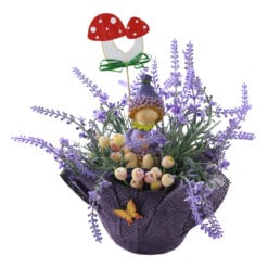 Aranjament floral cu figurina lavanda in ghiveci din plastic 28 cm