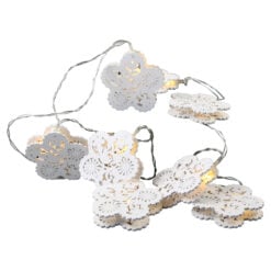 Ghirlanda luminoasa LED cu 8 flori din lemn 7.5 x 145 cm