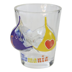 Pahar snaps din sticla "I love Romania" 5 x 6.5 cm bust femeie