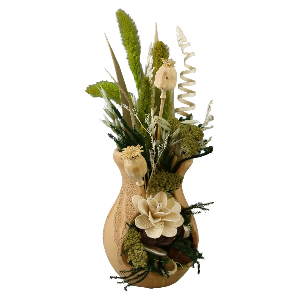 Aranjament floral cu plante uscate in ghiveci tip amfora 15 x 35 cm Aranjament floral cu plante uscate in ghiveci tip amfora 15 x 35 cm