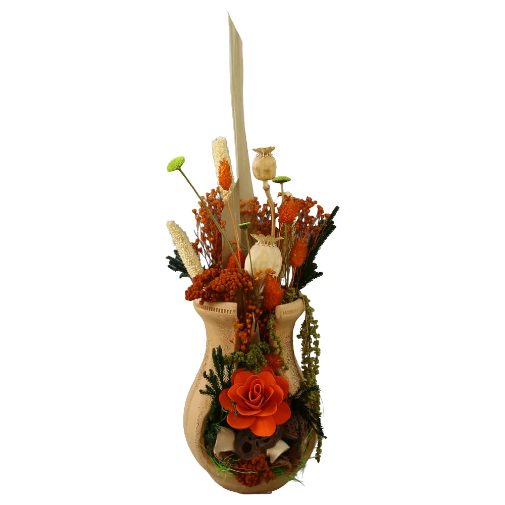 Aranjament floral cu plante uscate in ghiveci tip amfora 15 x 35 cm Aranjament floral cu plante uscate in ghiveci tip amfora 15 x 35 cm
