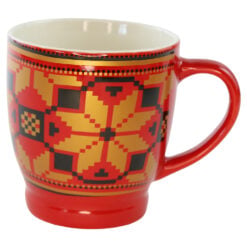 Cana din ceramica rosie cu motive traditionale romanesti 200 ml