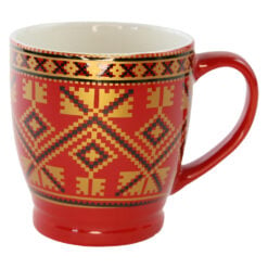 Cana din ceramica rosie cu motive traditionale romanesti 200 ml