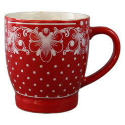 Cana din ceramica rosie cu design dantelat 200 ml