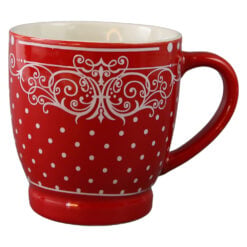 Cana din ceramica rosie cu design dantelat 200 ml