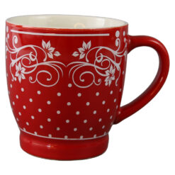 Cana din ceramica rosie cu design dantelat 200 ml
