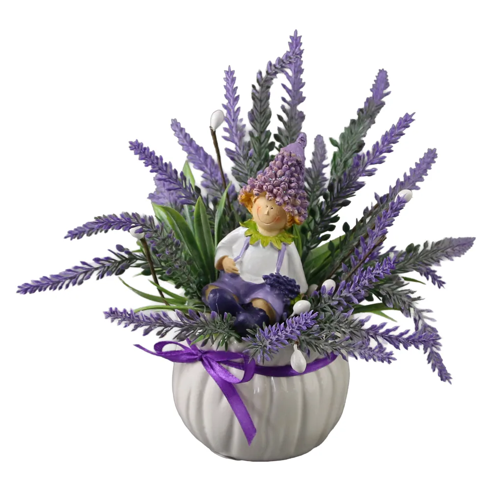 Aranjament floral cu figurina Lavanda 18 cm Aranjament floral cu figurina Lavanda 18 cm