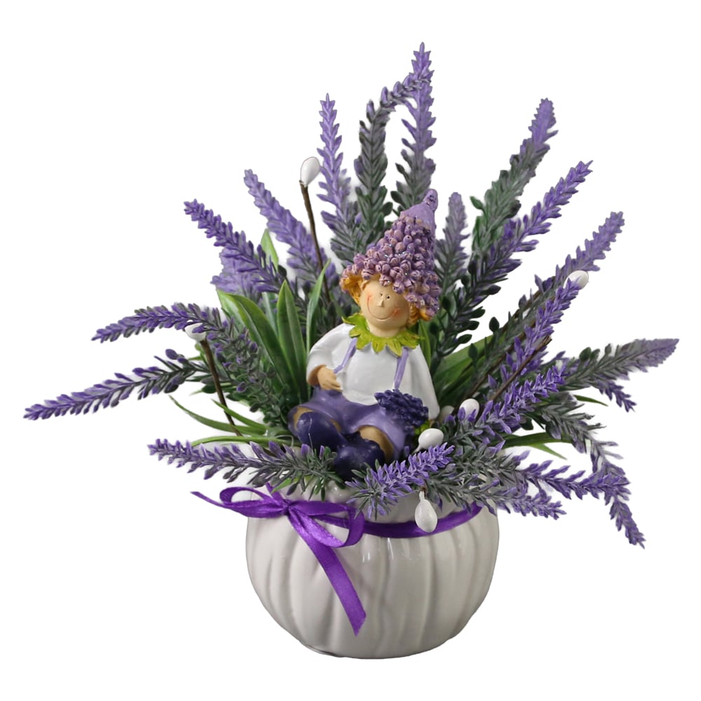 Aranjament floral cu figurina Lavanda 18 cm Aranjament floral cu figurina Lavanda 18 cm