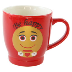 Cana din ceramica rosie "Be Happy" 200 ml