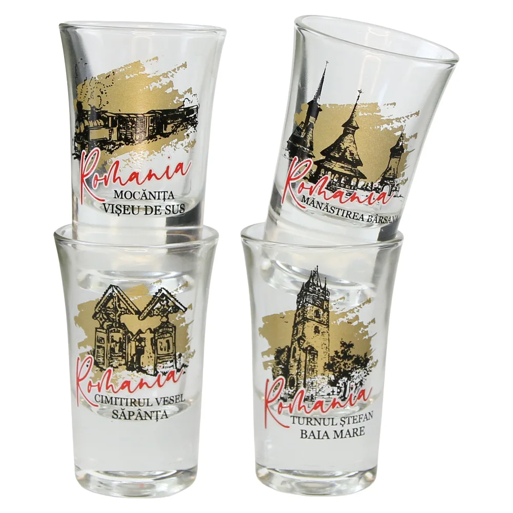 Set 4 pahare din sticla Maramures 35 ml