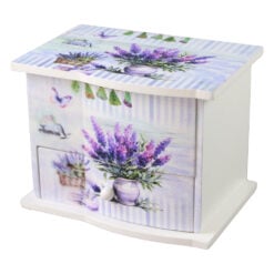 Cutie de bijuterii muzicala din lemn cu oglinda 14.5 x 10 x 11 cm