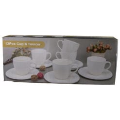 Set 6 cesti cu farfurii din ceramica 200 ml Alb