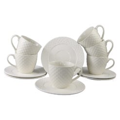 Set 6 cesti cu farfurii din ceramica 200 ml