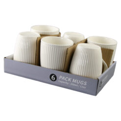 Set 6 cani din ceramica 330 ml Alb