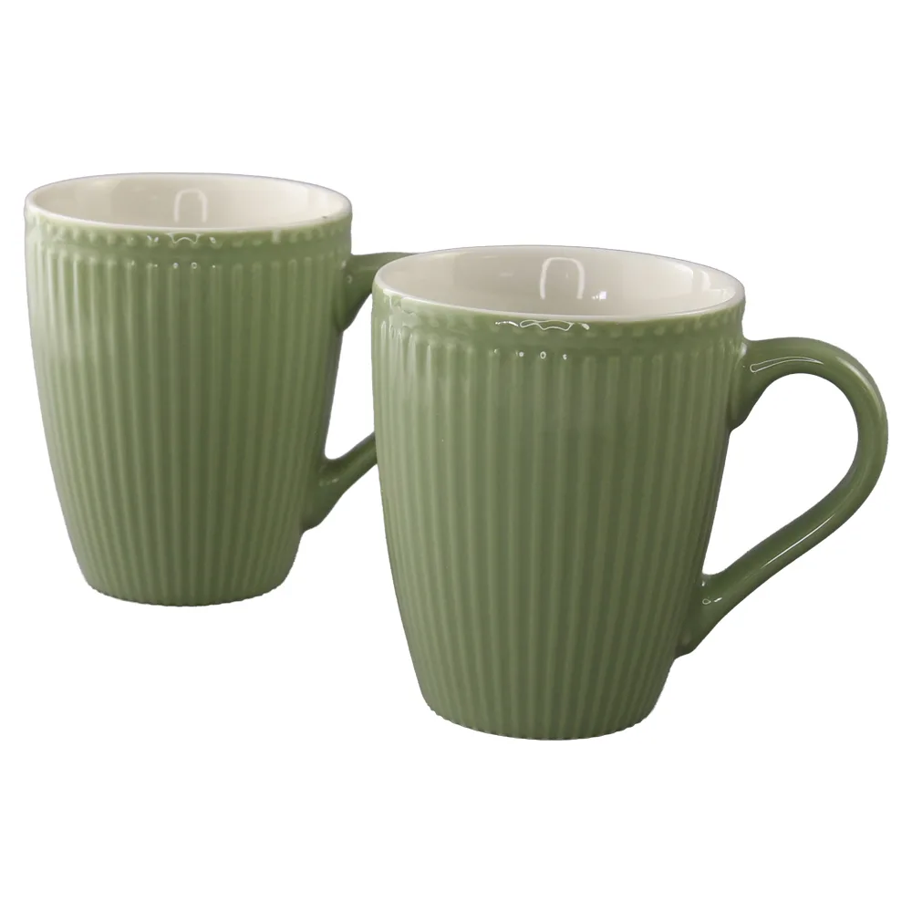 Set 2 cani din ceramica 330 ml cu design striat Set 2 cani din ceramica 330 ml cu design striat