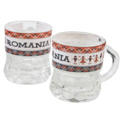 Pahar snaps din sticla cu maner "Romania" 4 x 5 cm dansatori populari