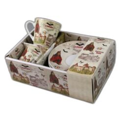 Set 2 cesti cafea cu farfurioare din ceramica 