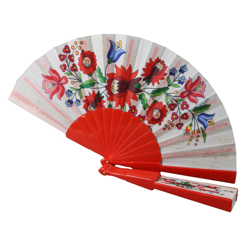 Evantai suvenir "Romania" 23 cm din poliester si plastic motive florale Evantai suvenir "Romania" 23 cm din poliester si plastic motive florale