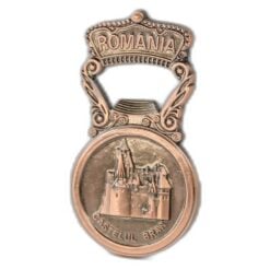 Desfacator sticle din metal cu magnet "Romania" 4 x 7.5 cm Castelul Bran