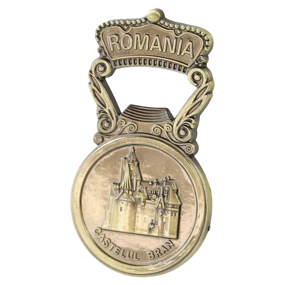 Desfacator sticle din metal cu magnet "Romania" 4 x 7.5 cm Castelul Bran Desfacator sticle din metal cu magnet "Romania" 4 x 7.5 cm Castelul Bran