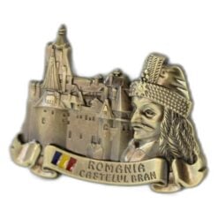 Magnet de frigider metalic "Romania / Castelul Bran" 7 x 5.5 cm