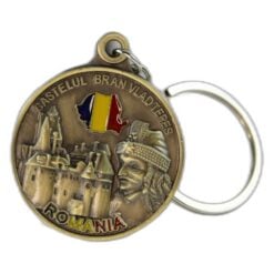 Breloc metalic cu calendar etern "Romania" 4 x 11 cm Castelul Bran