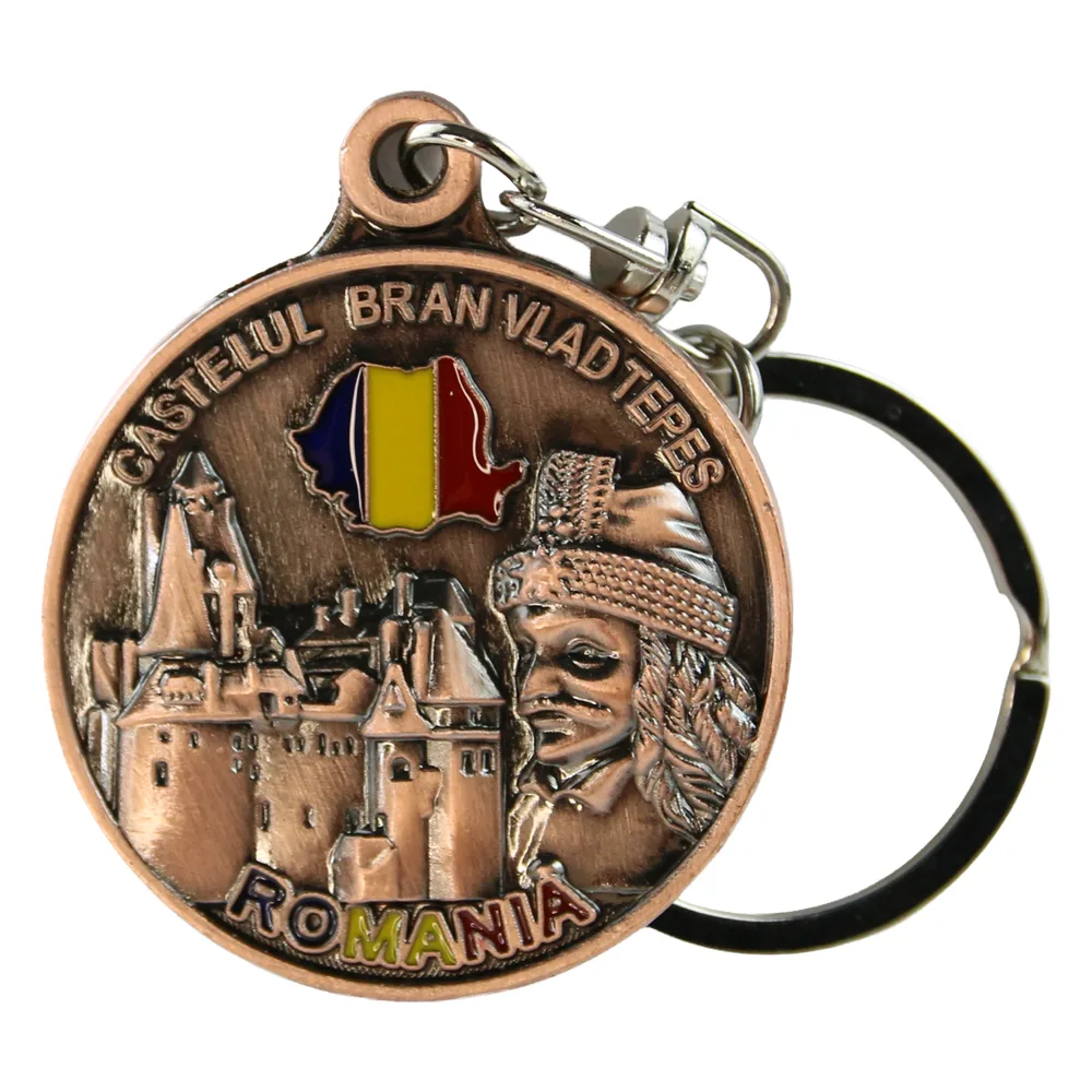Breloc metalic cu calendar etern "Romania" 4 x 11 cm Castelul Bran Breloc metalic cu calendar etern "Romania" 4 x 11 cm Castelul Bran