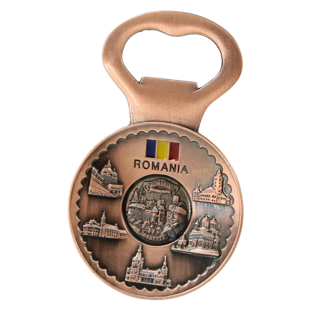 Desfacator sticle din metal cu magnet "Romania" 5.5 x 9 cm Castele Desfacator sticle din metal cu magnet "Romania" 5.5 x 9 cm Castele