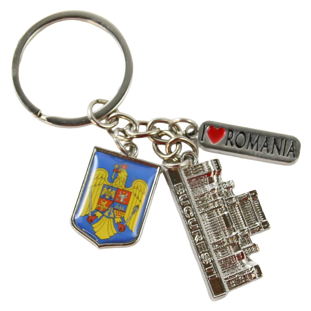 Breloc metalic "I love Romania" 2.5 x 12 cm Stema Romaniei Breloc metalic "I love Romania" 2.5 x 12 cm Stema Romaniei