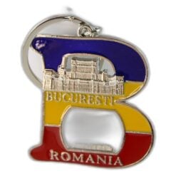 Breloc metalic "Romania" 5 x 9 cm Bucuresti litera B