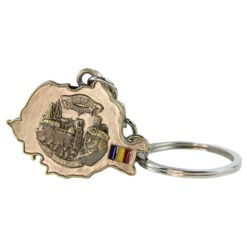 Breloc metalic "Romania" 4 x 9 cm Harta Romaniei