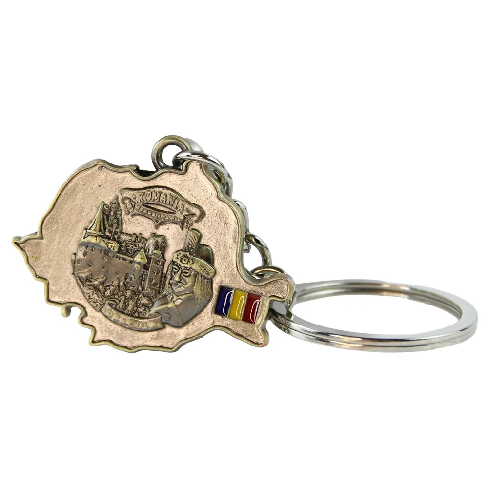 Breloc metalic "Romania" 4 x 9 cm Harta Romaniei Breloc metalic "Romania" 4 x 9 cm Harta Romaniei