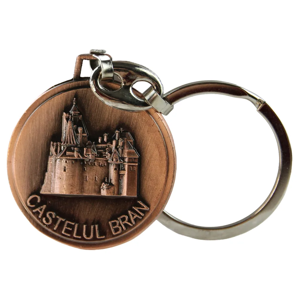 Breloc metalic rotund "Castelul Bran" 3.5 x 9 cm