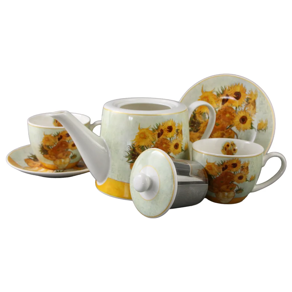 Set ceainic cu infuzor si 2 cesti cu farfurioare "Sunflowers" de V. van Gogh. 270 / 900 ml