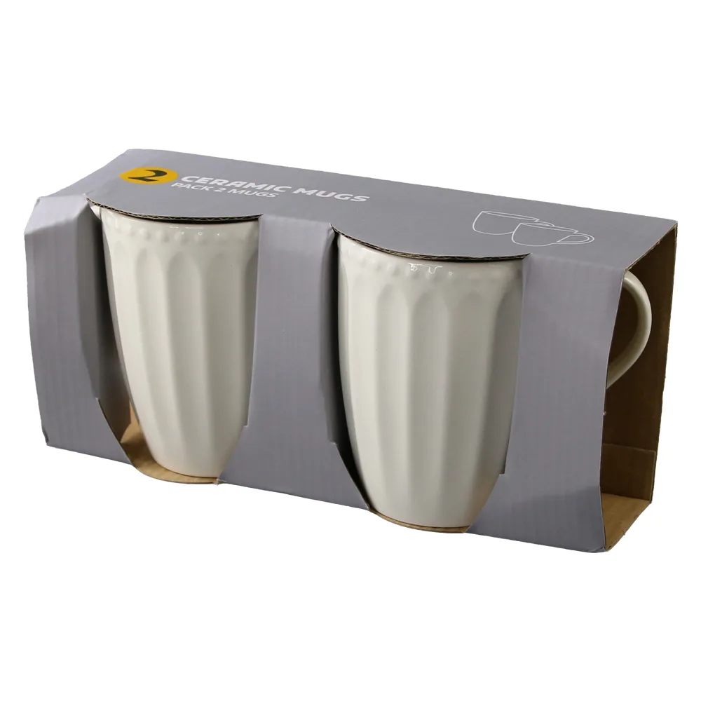 Set 2 cani din ceramica 330 ml Alb Set 2 cani din ceramica 330 ml Alb