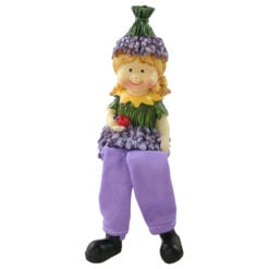 Figurina decorativa din rasina cu picioare mobile 17 cm fata / baiat lavanda