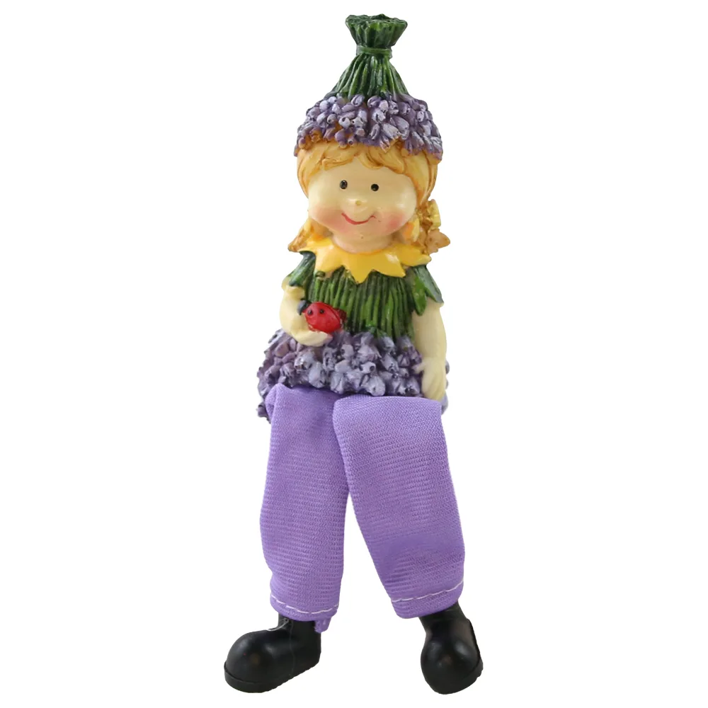 Figurina decorativa din rasina cu picioare mobile 17 cm fata / baiat lavanda Figurina decorativa din rasina cu picioare mobile 17 cm fata / baiat lavanda