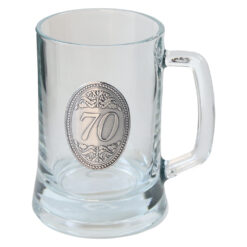 Halba pub din sticla cu emblema metalica "70" 500 ml