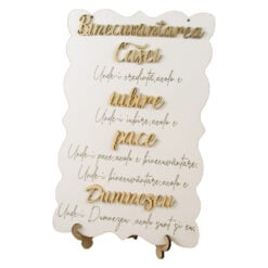 Tablou decorativ din placaj "Binecuvantarea Casei..." 18.5 x 28 cm cu suport