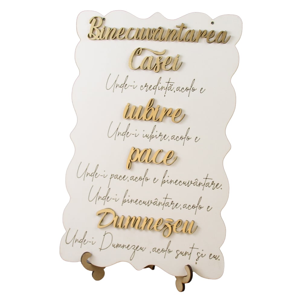 Tablou decorativ din placaj "Binecuvantarea Casei..." 18.5 x 28 cm cu suport Tablou decorativ din placaj "Binecuvantarea Casei..." 18.5 x 28 cm cu suport