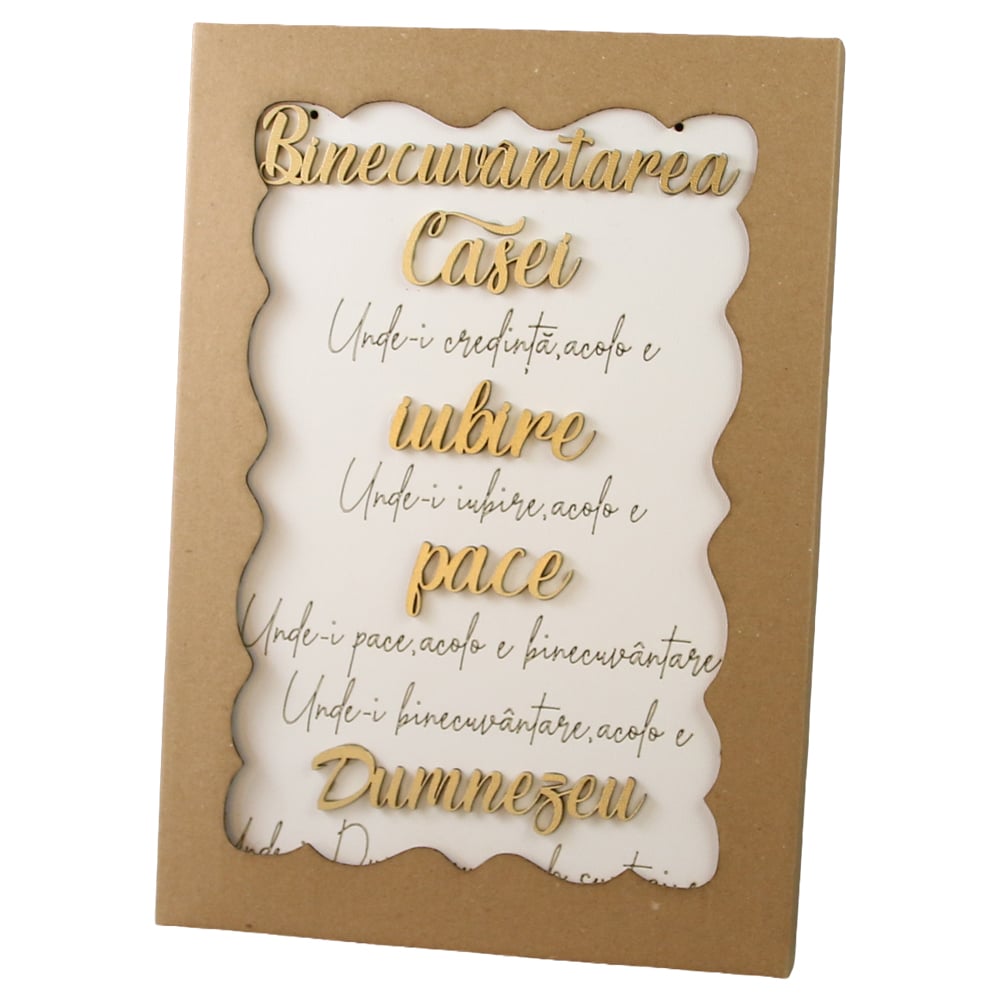 Tablou decorativ din placaj "Binecuvantarea Casei..." 18.5 x 28 cm cu suport Tablou decorativ din placaj "Binecuvantarea Casei..." 18.5 x 28 cm cu suport