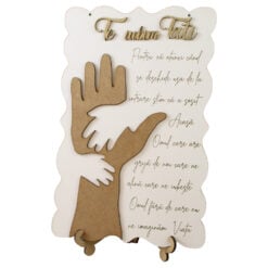 Tablou decorativ din placaj "Te iubim Tati..." 18.5 x 28 cm cu suport