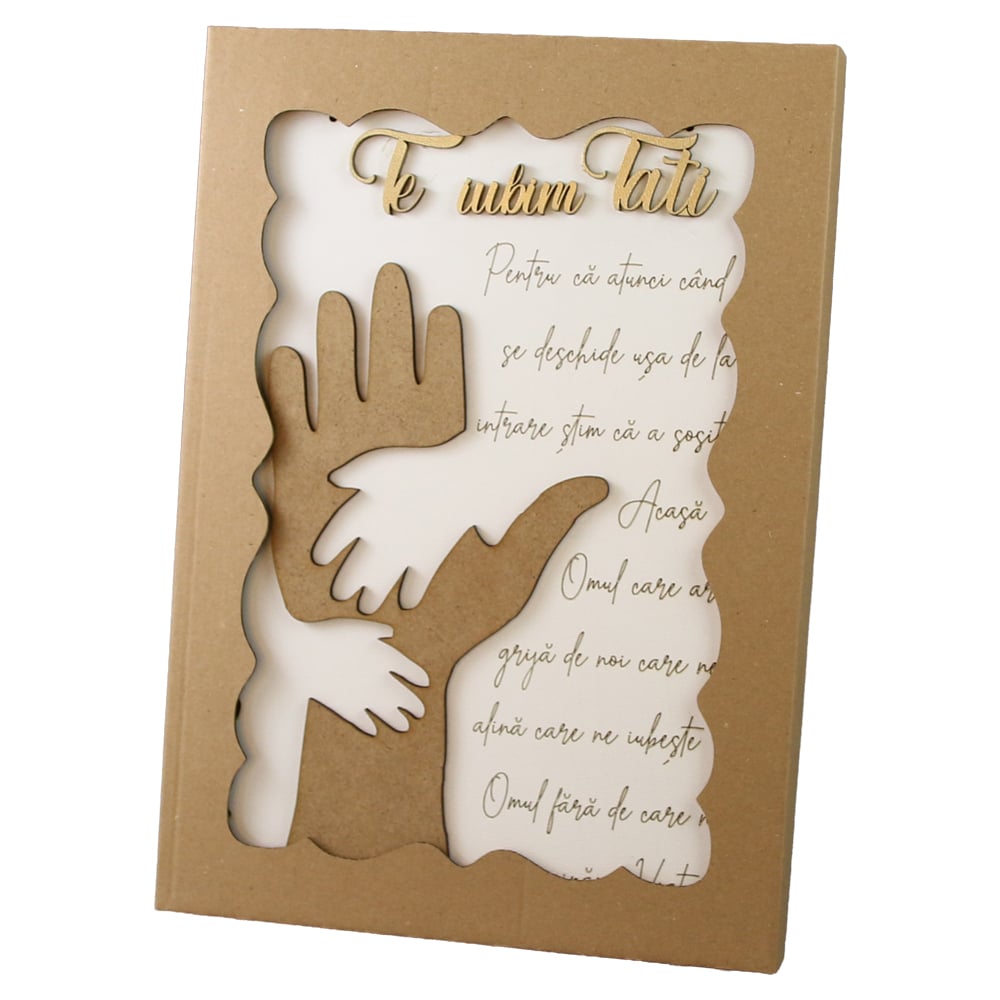 Tablou decorativ din placaj "Te iubim Tati..." 18.5 x 28 cm cu suport Tablou decorativ din placaj "Te iubim Tati..." 18.5 x 28 cm cu suport