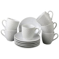 Set 6 cesti din ceramica cu farfurii 90 ml