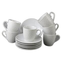 Set 6 cesti din ceramica cu farfurii 90 ml