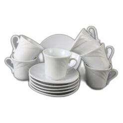 Set 6 cesti din ceramica cu farfurii 90 ml